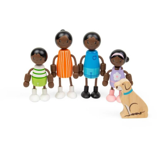 Tidlo Dřevěné panenky do domečku Africká rodina