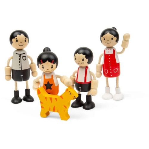 Tidlo Dřevěné panenky do domečku Asijská rodina