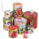 Skládací pyramida Pohádkový strom Janod kulatá od 1 roku 10 dílů