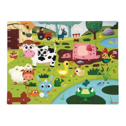 Puzzle dotykové Zvířátka na farmě Janod s texturou 20 ks od 3-6 let