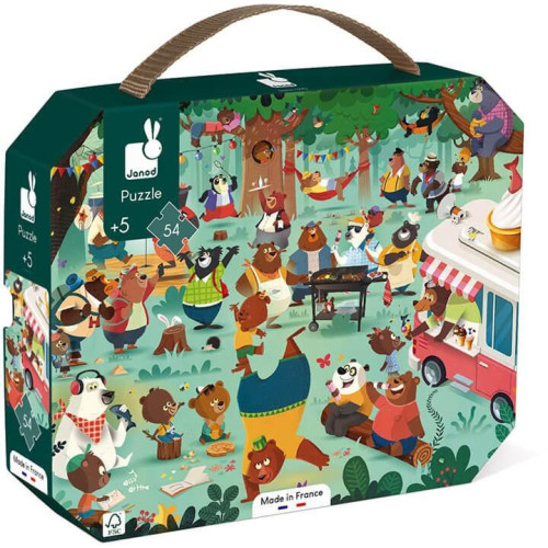 Puzzle pro děti Rodina medvědů Janod v kufříku 54 ks