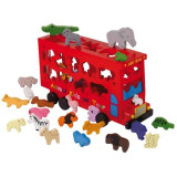 Small Foot Vkládačka dřevěný autobus se zvířátky