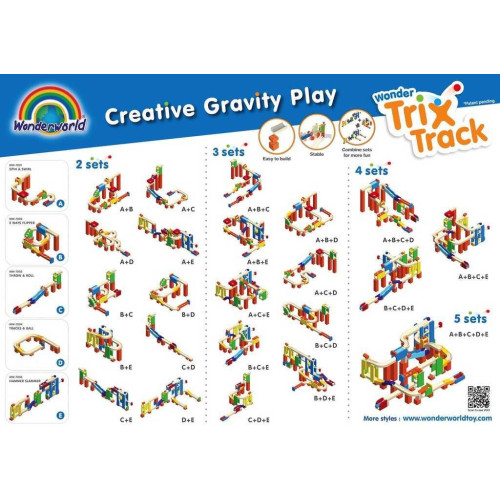 Wonderworld Dřevěná kuličková dráha TRIX - Dvojitá jízda