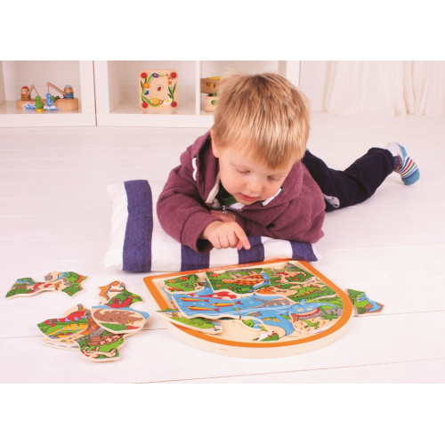 Bigjigs Toys Dřevěné vícevrstvé puzzle  Dinosauři
