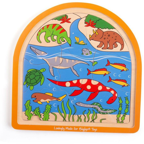 Bigjigs Toys Dřevěné vícevrstvé puzzle  Dinosauři