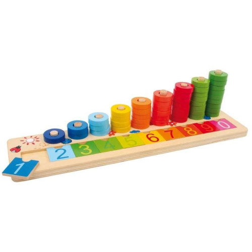Small Foot Dřevěná motorická a naučná hra počítací deska špalíčky