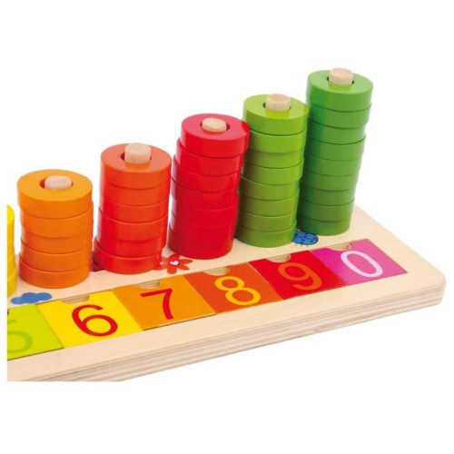 Small Foot Dřevěná motorická a naučná hra počítací deska špalíčky