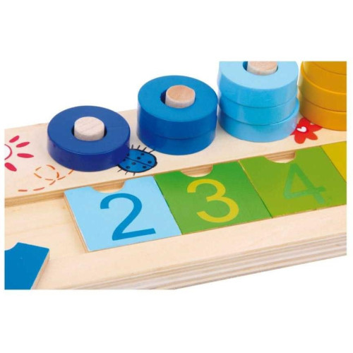 Small Foot Dřevěná motorická a naučná hra počítací deska špalíčky
