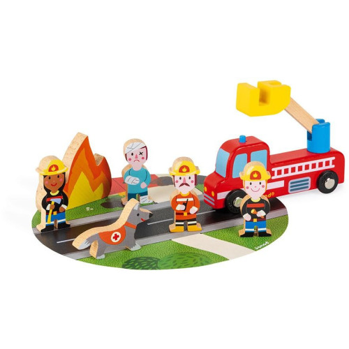 Dřevěné postavičky a zvířátka Hasiči Janod Mini Story