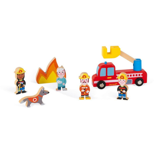 Dřevěné postavičky a zvířátka Hasiči Janod Mini Story