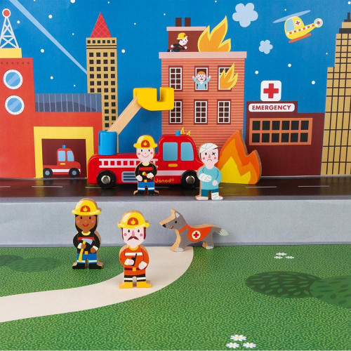 Dřevěné postavičky a zvířátka Hasiči Janod Mini Story