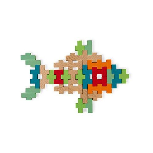 Dřevěná stavebnice s předlohami Janod 100 ks dílků od 6 let