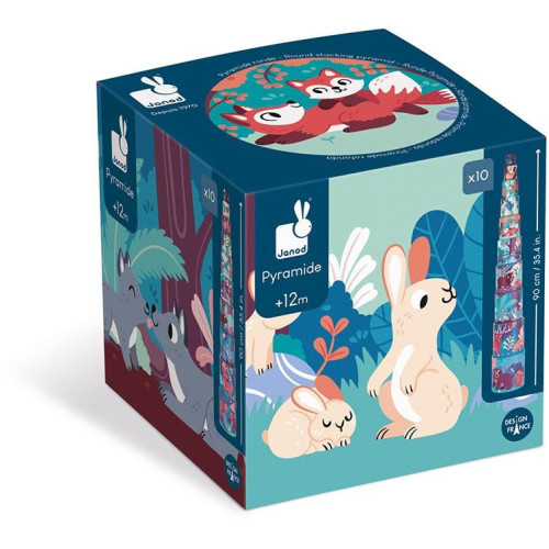 Skládací pyramida Zvířátka v lese Janod kulatá 10 dílů