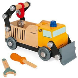 Dřevěné auto a stavebnice pro chlapce Nákladní auto BricoKids Janod s nářadím 43 ks