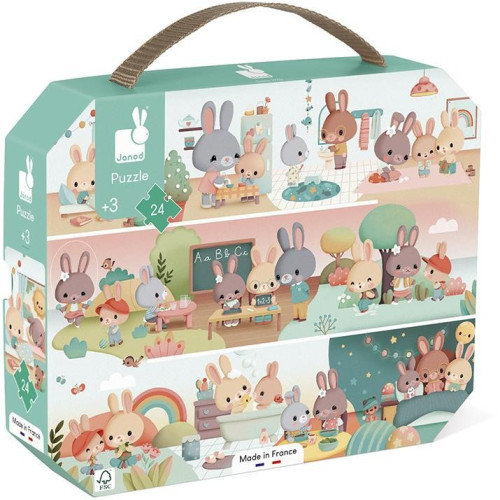 Janod Puzzle Môj deň v kufríku 24 ks