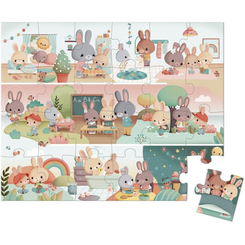 Janod Puzzle Môj deň v kufríku 24 ks