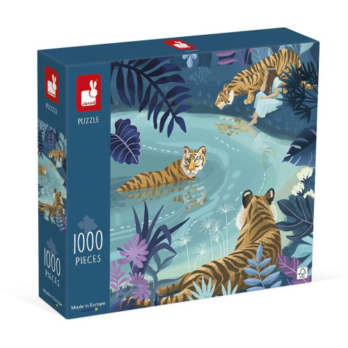Janod Art puzzle Tigre pri splne mesiaca 1000 ks