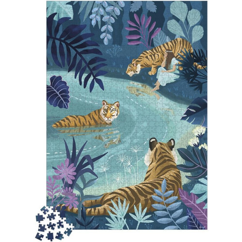 Janod Art puzzle Tigre pri splne mesiaca 1000 ks