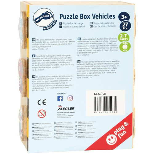 Small Foot Dřevěné hračky puzzle Box vozidla