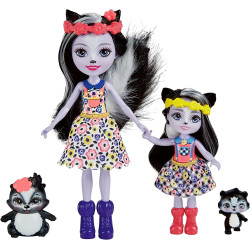 Mattel Enchantimals panenka Sage Skunk a mladší sestra Sabella Skunk s mazlíčky
