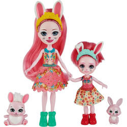 Mattel Enchantimals panenka Bree Bunny a mladší sestra Bedelia Bunny s mazlíčky