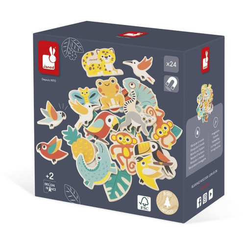 Janod Dřevěné magnetky Tropická zvířata Tropik