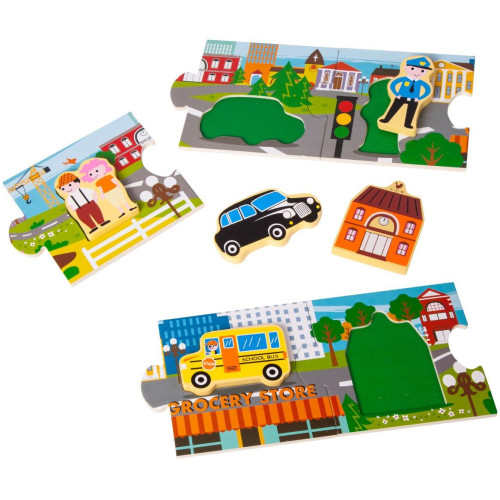 Small Foot Dřevěné puzzle panorama města