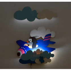 DoDo Dětská LED lampička krteček v letadle (s dálkovým ovladačem)