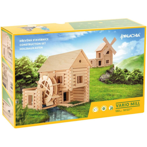 Walachia Dřevěná stavebnice Vario Mill 122 dílů