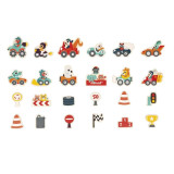 Janod Drevené magnetky Autá 24 ks