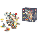 Janod Drevené magnetky Autá 24 ks