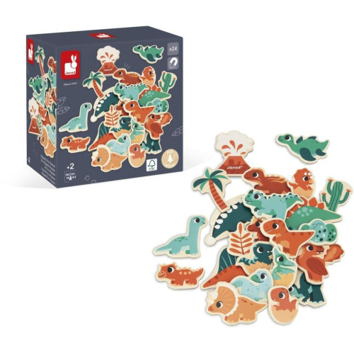 Janod Drevené magnetky pre deti Dinosaury Dino 24 ks