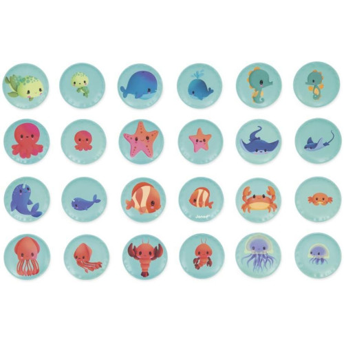Janod Mäkké obrázkové pexeso do vane Morské zvieratká 24 ks