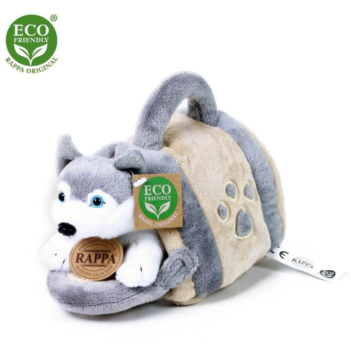Rappa Plyšový pes Husky  s přepravkou 13 cm ECO-FRIENDLY